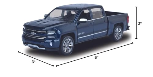 موتورماكس سيارة نموذجية مصبوبة من المعدن، طراز Motormax 2018 Chevrolet Silverado LTZ Pickup Truck Centennial Edition باللون الأزرق المعدني، إصدار الذكرى المئوية، بمقياس 1/27 - Image 4